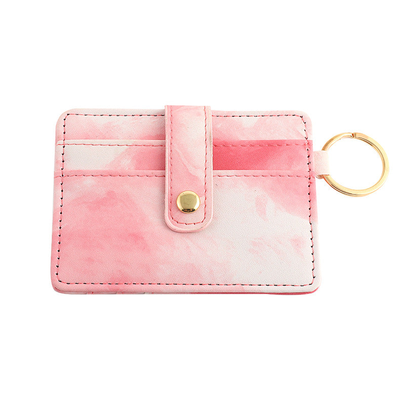 Wholesale PU Cow Pattern Solid Color Card Holder Keychain